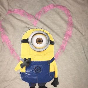Pink heart minion dressy tee